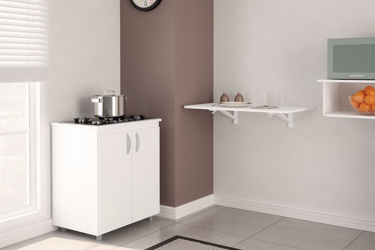 modelo de mesa retrátil de parede de 90cm para cozinha apartamento