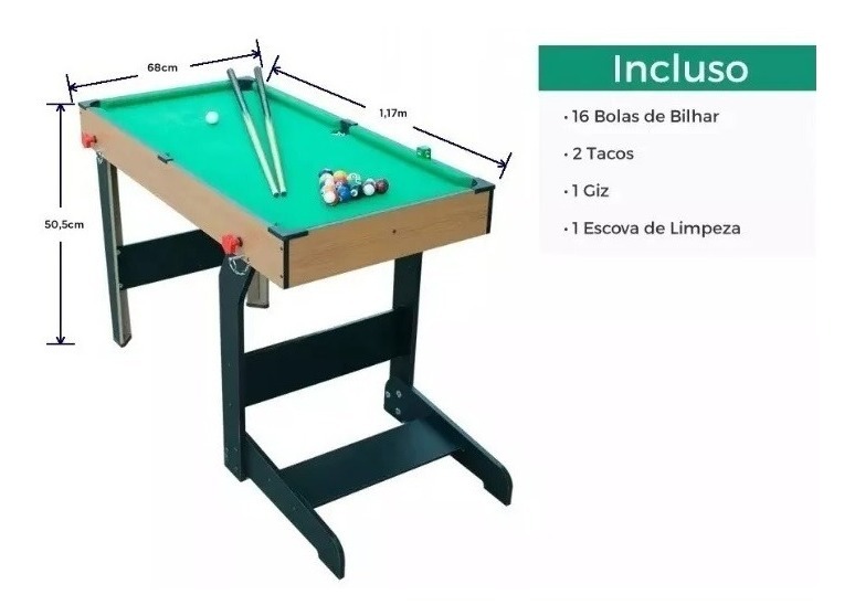 Tamanho De Mesa De Sinuca Mesa Sinuca Infantil Bilhar Snooker Bolas + Tacos - R$ 525,60 em