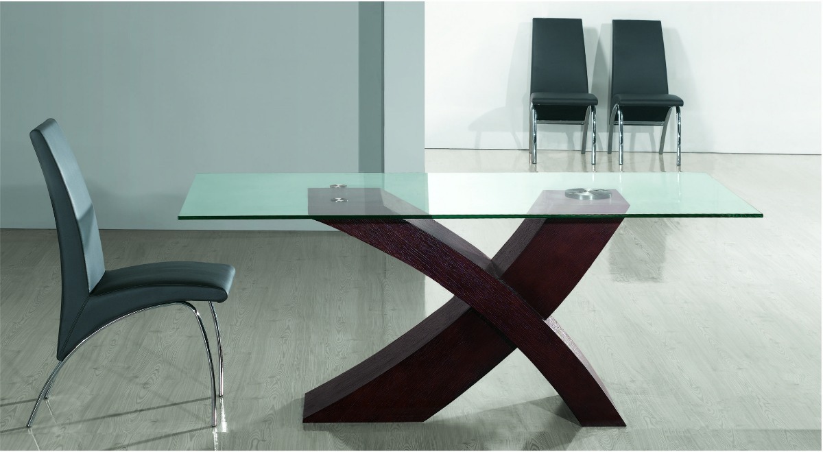 Mesa Vidrio Rectangular Comedor Base Madera En Cruz Outlet ... Mesa Vidrio Rectangular Comedor Base Madera En Cruz Outlet ...