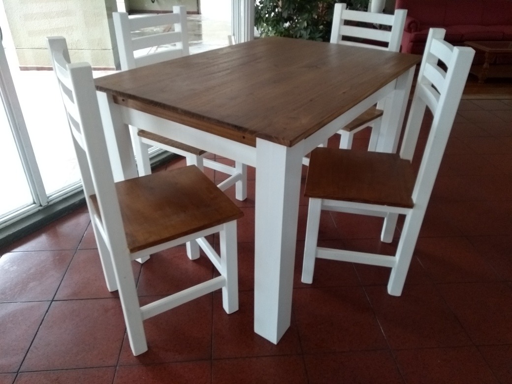 Mesa Y 4 Sillas Cocina Comedor Pintada - $ 4.490,00 en Mercado Libre Mesa Y 4 Sillas Cocina Comedor Pintada - $ 4.490,00 en Mercado Libre
