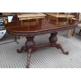 Mesa Antigua Ovalada Doble Base De Cedro, Madera Maciza Mesa Antigua Ovalada Doble Base De Cedro, Madera Maciza