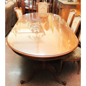 Mesa Comedor Madera Vidrio Ovalada - Antig La Rueda _ L R Mesa Comedor Madera Vidrio Ovalada - Antig La Rueda _ L R