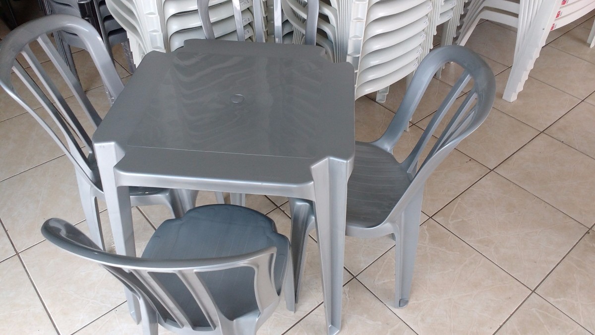 Mesas E Cadeiras De Plastico Goiania Cinza Inox 182 Kls
