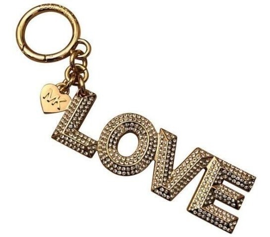 diferencia brillo caja de cartón Michael Kors Llavero Love Dorado Love Key Fob 100% Original ...