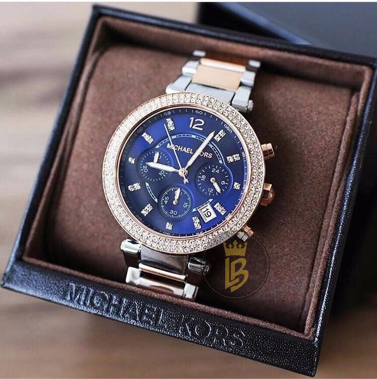 Michael Kors Mk6141 Azul, Prata E Dourado A Pronta Entrega - R$ 799,98 em Mercado Livre