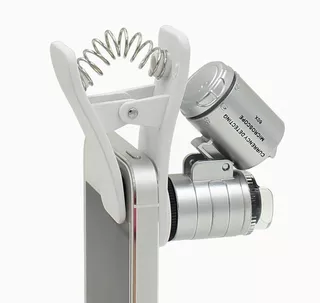 Microscopio 60x Para Celular Universal Led Uv Con Clip Gris