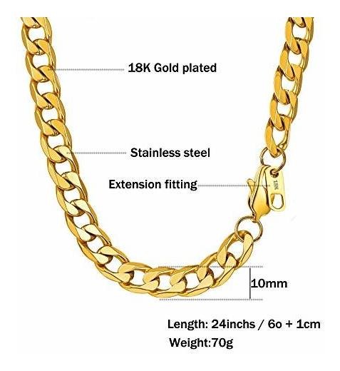 /… Gold 90s Punk Style Necklace Costume Stainless Steel Jewelry MING KUO 18K Faux Gold Chain Hip Hop Necklace 24 inches, 10mm