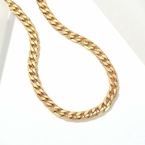 /… Gold 90s Punk Style Necklace Costume Stainless Steel Jewelry MING KUO 18K Faux Gold Chain Hip Hop Necklace 24 inches, 10mm