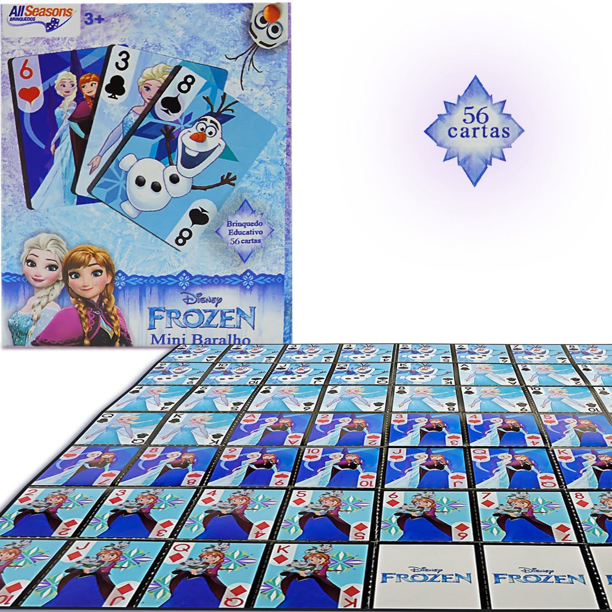 Mini Baralho Jogo De 56 Cartas Frozen Brinquedo Educativo Mini Baralho Jogo De 56 Cartas Frozen Brinquedo Educativo
