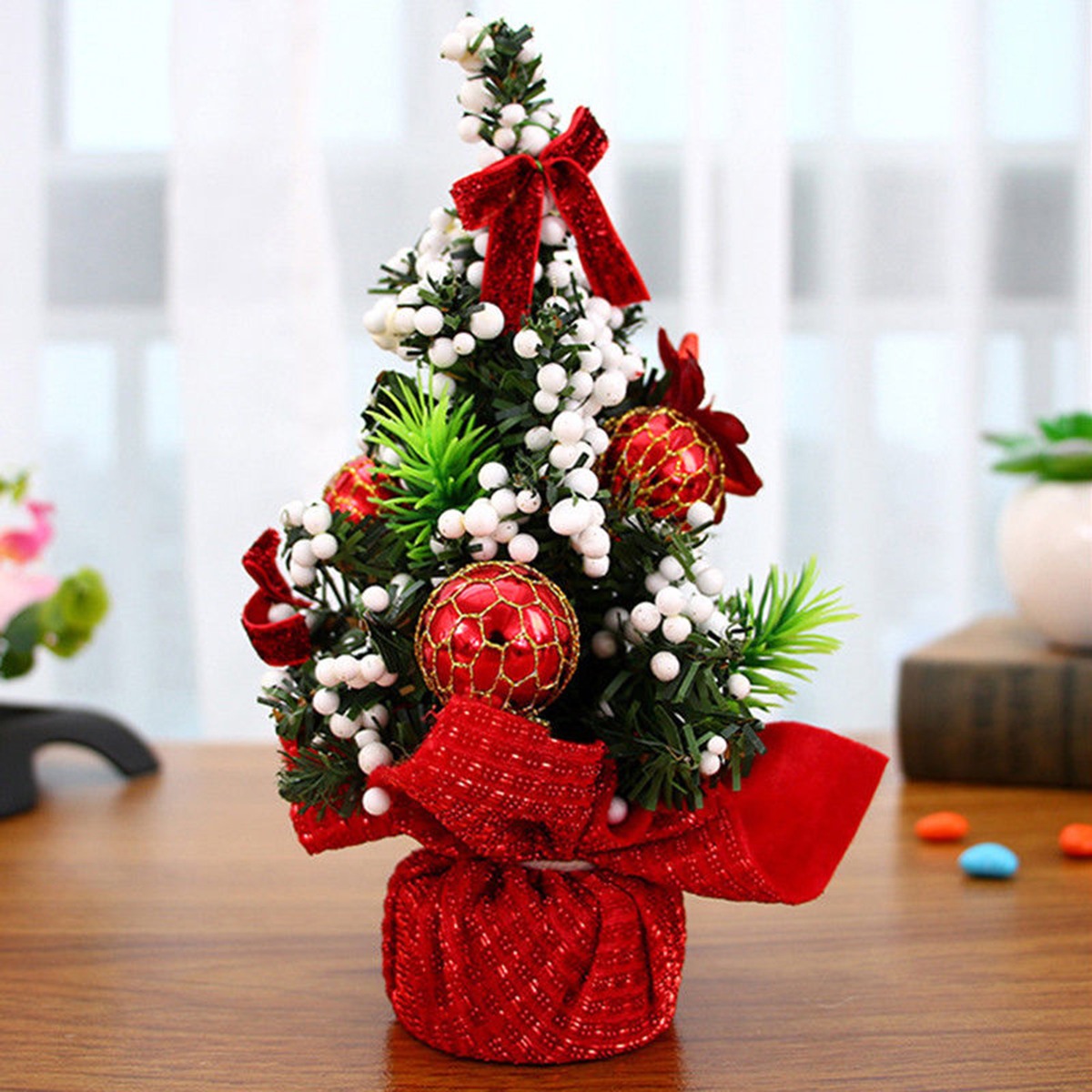 Mini Mesa Escritorio Árbol De Navidad Adornos De... (red ...