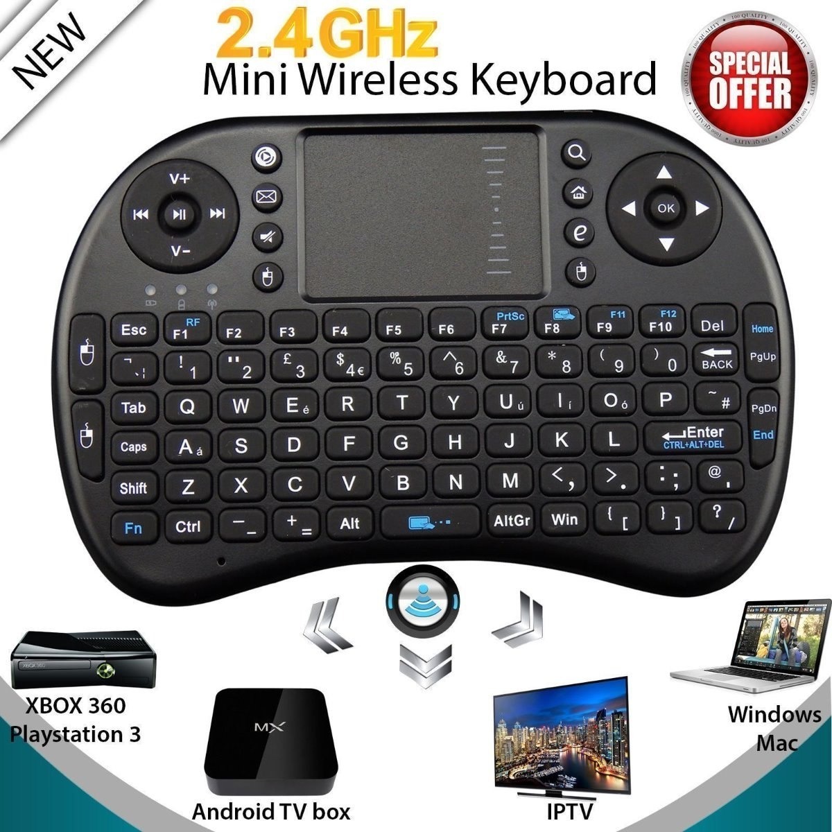 Mini Teclado Inalambrico Android Tv Box Pc Ps3 Xbox