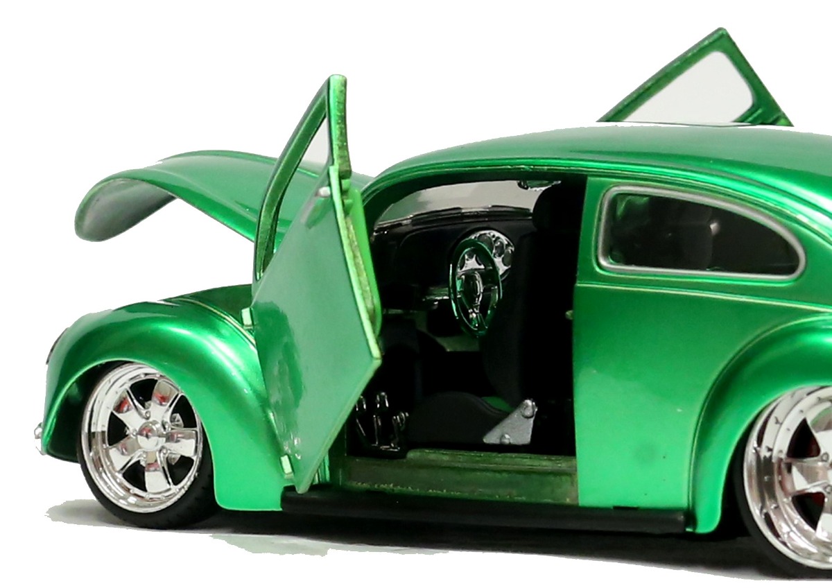 Miniatura Volkswagen Fusca Custom Tunado Rebaixado Verde 