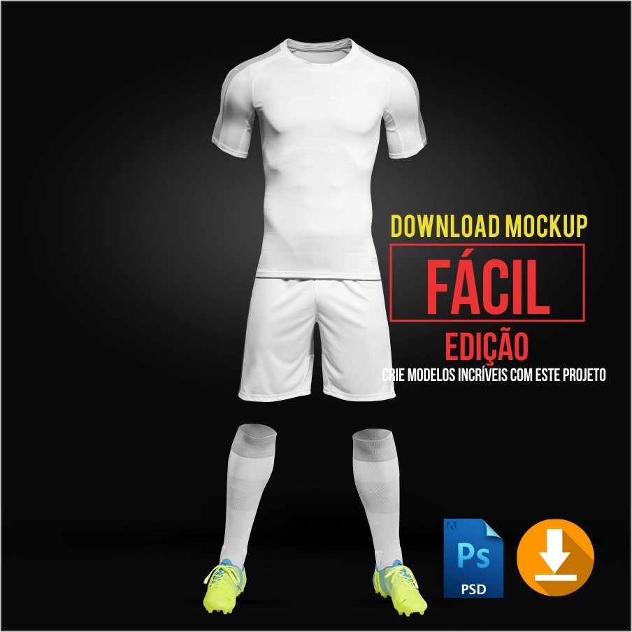 Download Mockup Uniforme De Futebol - Editável Psd - R$ 19,99 em ...