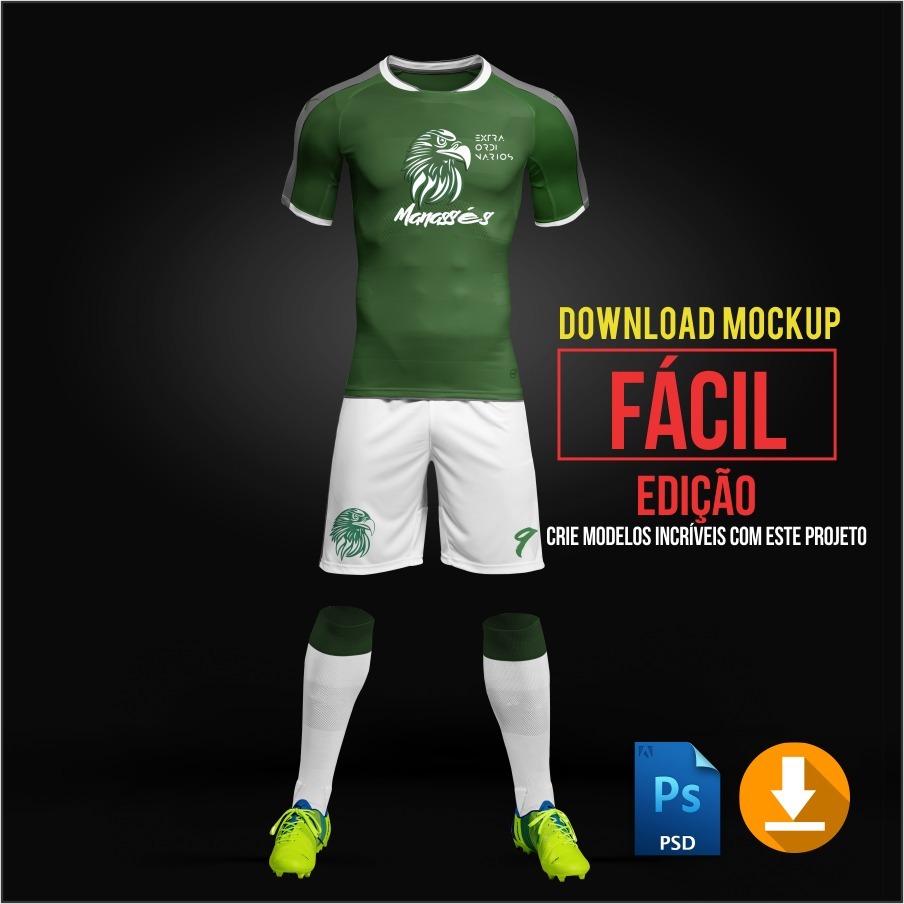 Download Mockup Uniforme De Futebol - Editável Psd - R$ 19,99 em Mercado Livre