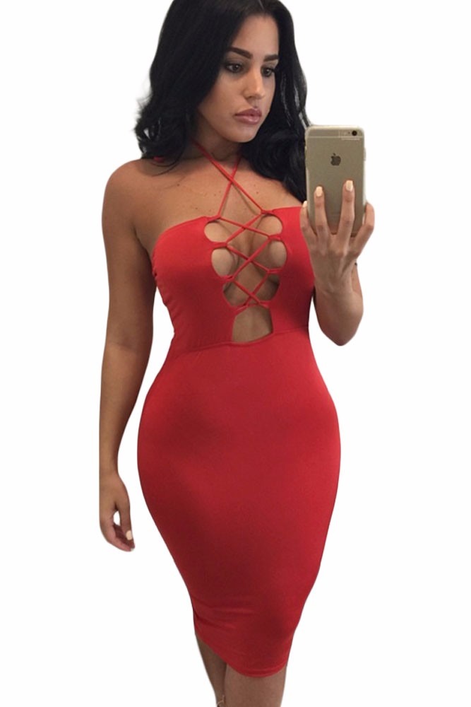 Moda Sexy Vestido Halter Rojo Con Agujetas Table Dance 61056 42000 En Mercado Libre 