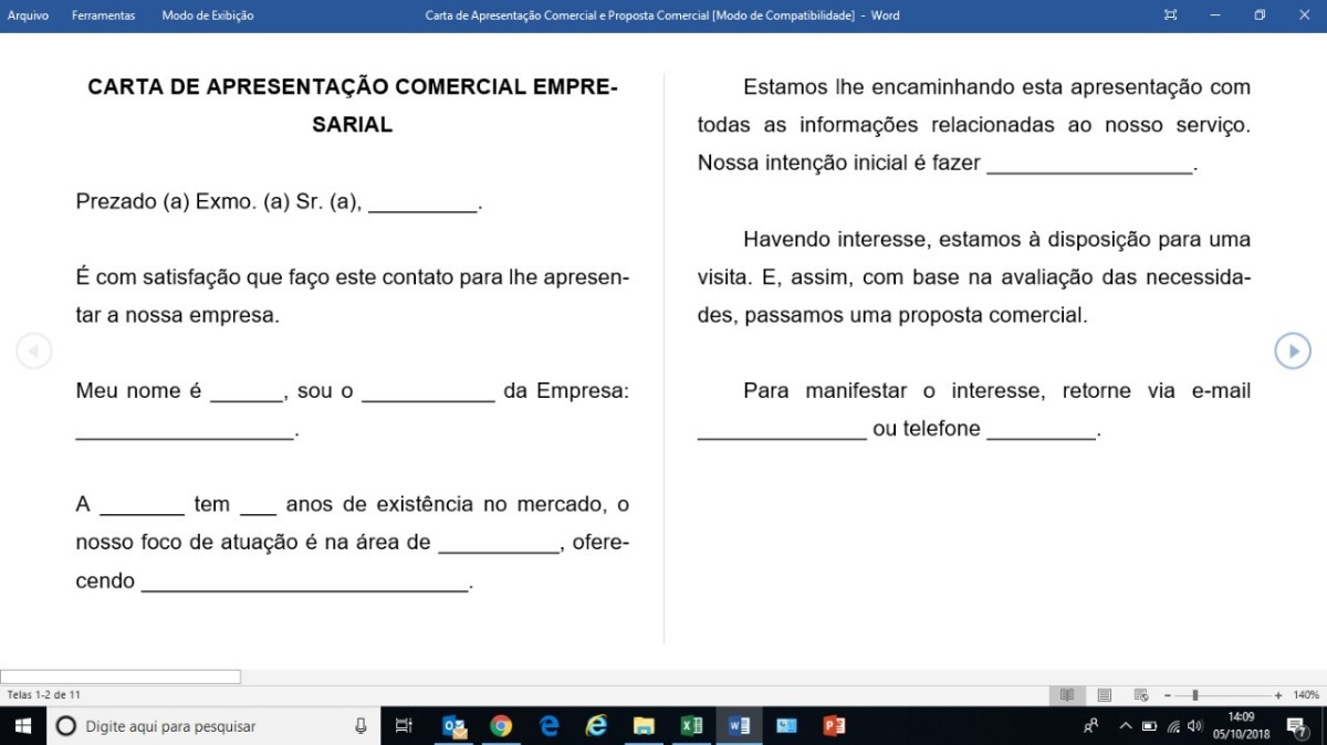 Modelo De Carta De Apresentação Comercial E Proposta 