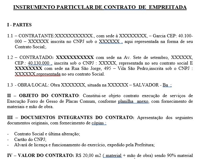 Modelo De Contrato Com Empreiteiros - R$ 15,00 em Mercado 