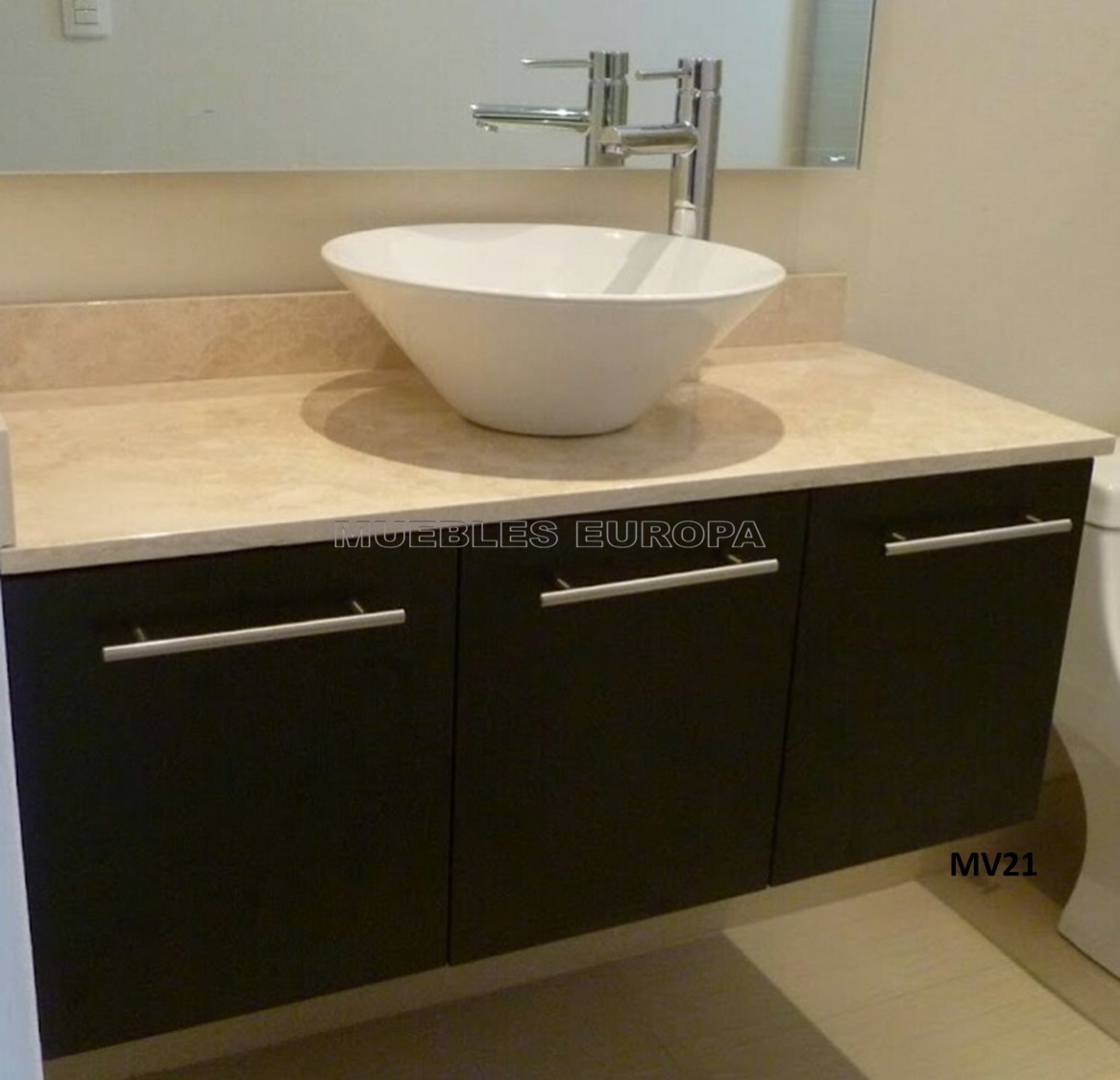 Moderno Gabinete De Baño Cubierta Marmol Con Ovalin Monomand - $ 9,499.