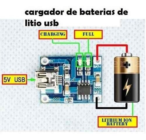 Módulo TP4056 cargador para baterías de Litio 18650 interface Mini USB -  Tecnopura