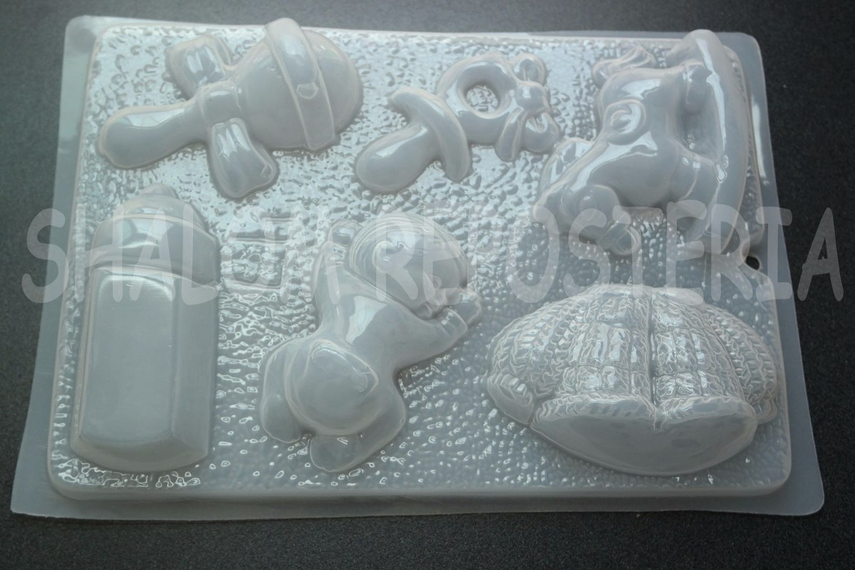 Molde Mediano Gelatinas Jabon Baby Shower Bebe 6 Figuras