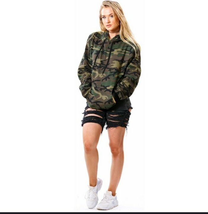 blusa de moletom camuflada feminina