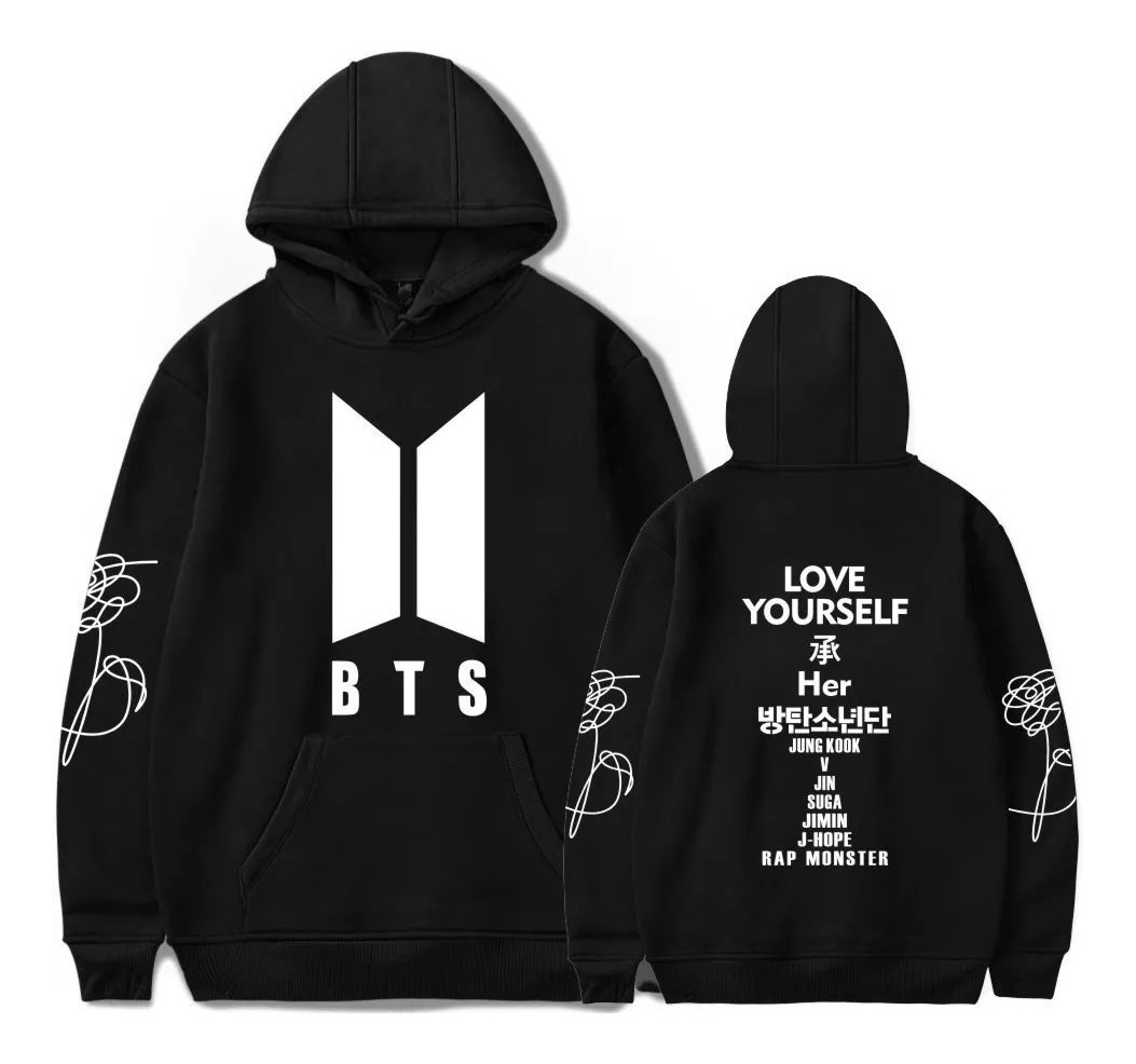 Moletom Canguru Kpop Bts Love Yourself Integrantes Tumblr - R$ 75,53 em Mercado Livre