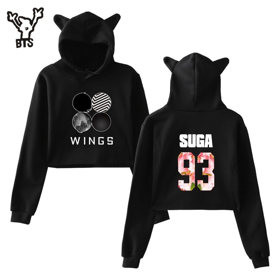 Moletom Cropped Bts Army Suga 93 Kpop Blusa Orelhinha Wings - R$ 59,90 em Mercado Livre