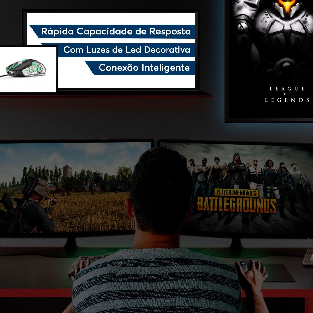 Mouse Led Com 7 Botões Fps Moba 2400 Dpi Multilaser Mo269 - R$ 49,00 em