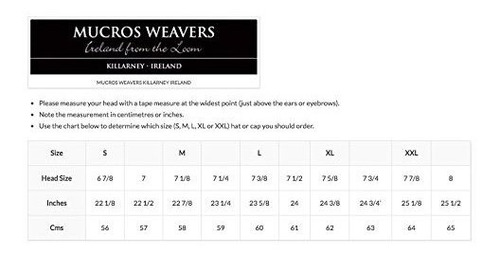 Mucros Weavers Size Chart
