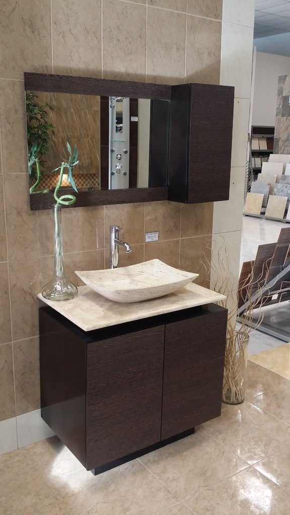 Espejo baño naranja: mueble de baño con lavabo marmol y espejo mdf ...