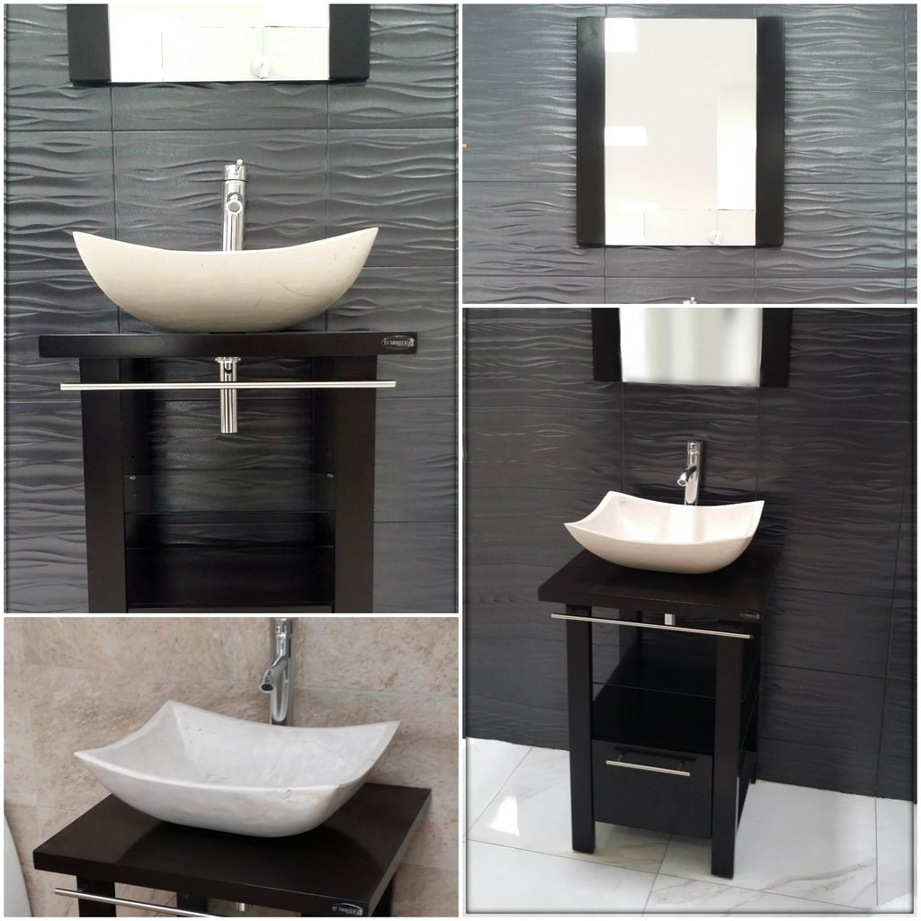 Mueble De Baño Minimalista Lavabo Con Marmol Y Espejo Ivonne - $ 5,990.