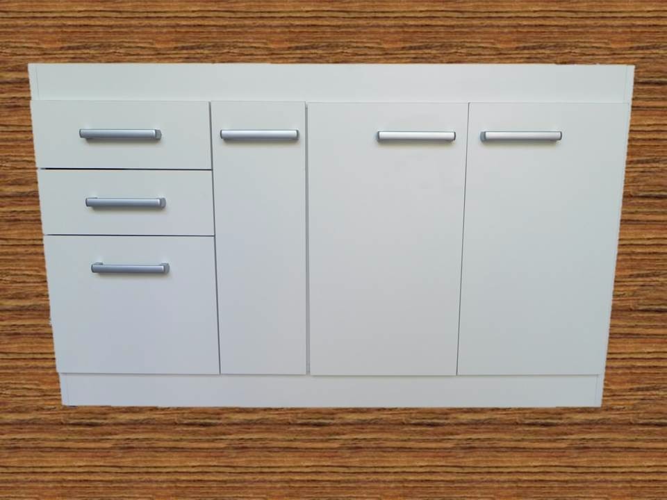 Mueble de cocina bajo mesada melamina blanco 1,40 alacenas ...