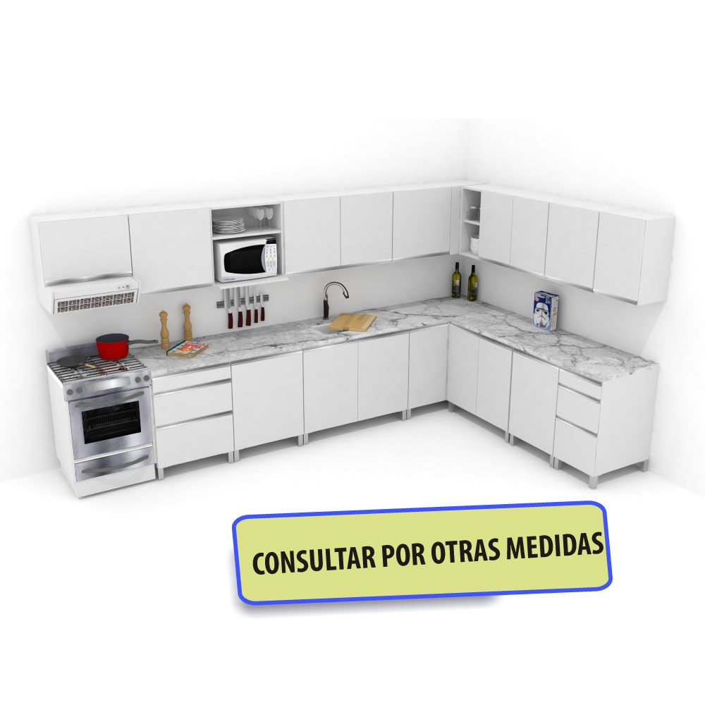 Mueble De Cocina L Melamina 18mm Blanco Manija J Aluminio - $ 41.588 ... Mueble De Cocina L Melamina 18mm Blanco Manija J Aluminio - $ 41.588 ...