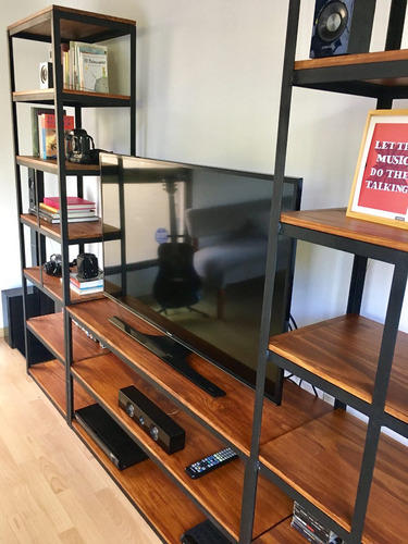 Mueble para tv industrial! estanterÃa en hierro y madera 9.800 ...