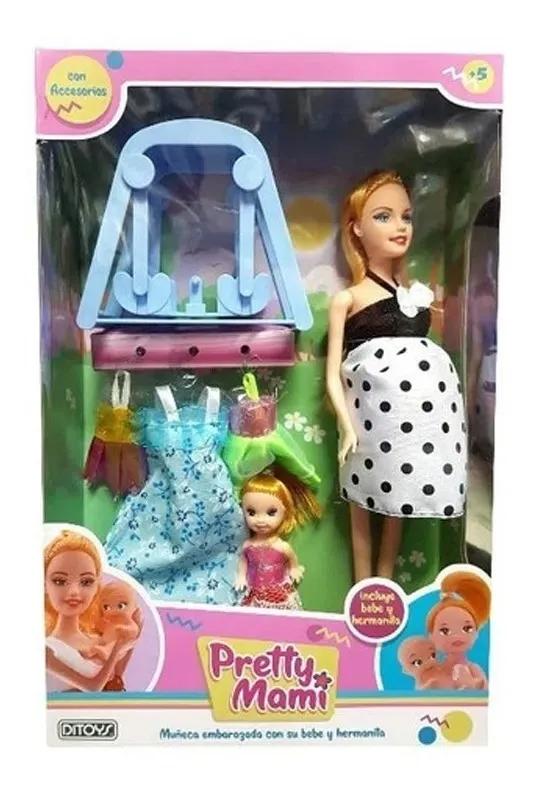 Jugueteria Pizzico | Jugueteria Online | Muñeca Pretty Mamy Embarazada Con Accesorios Ditoys (2147) - $ 2.839,99