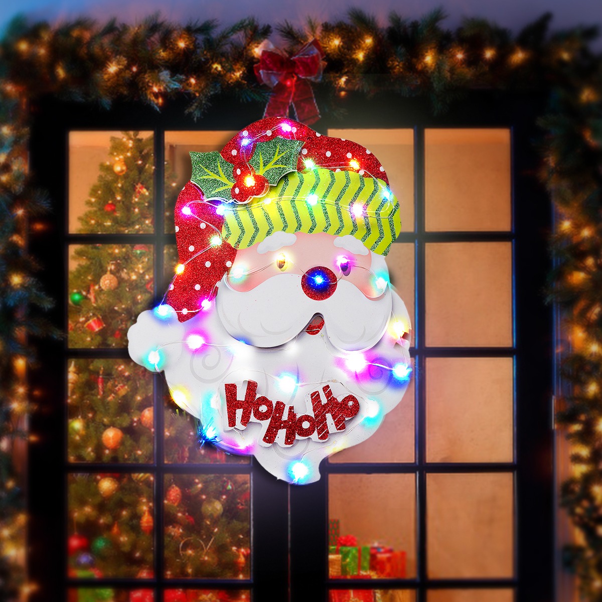 Natal Papai Noel Paper Board Enfeites Pendurado Led Light Up R Natal Papai Noel Paper Board Enfeites