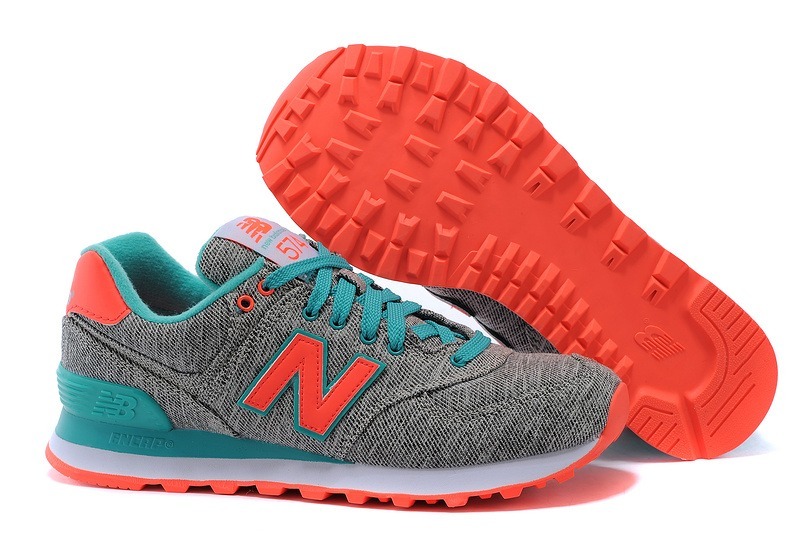 new balance 574 gris y naranja