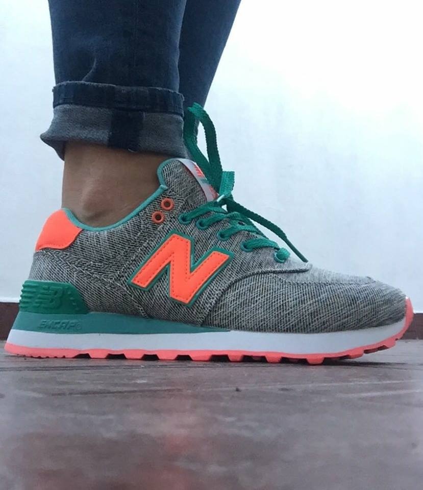 new balance grises y naranjas