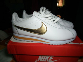 nike cortez blanco con dorado