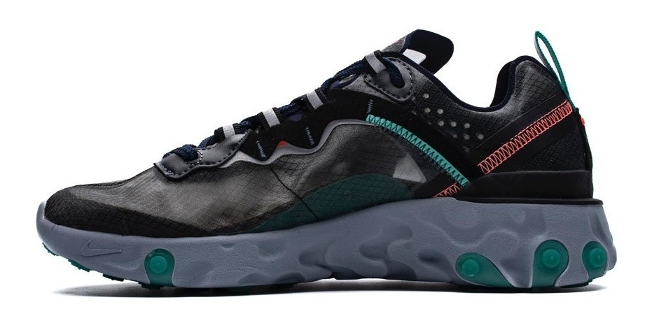 Nike React Element 87 Negro Neptune Verde AQ1090 005 Running Nike React Element 87 Negro Neptune Verde AQ1090 005 Running