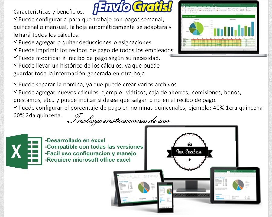 nomina 2018 control recibo de pago lott plantilla hoja excel bs