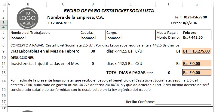 plantilla de recibo