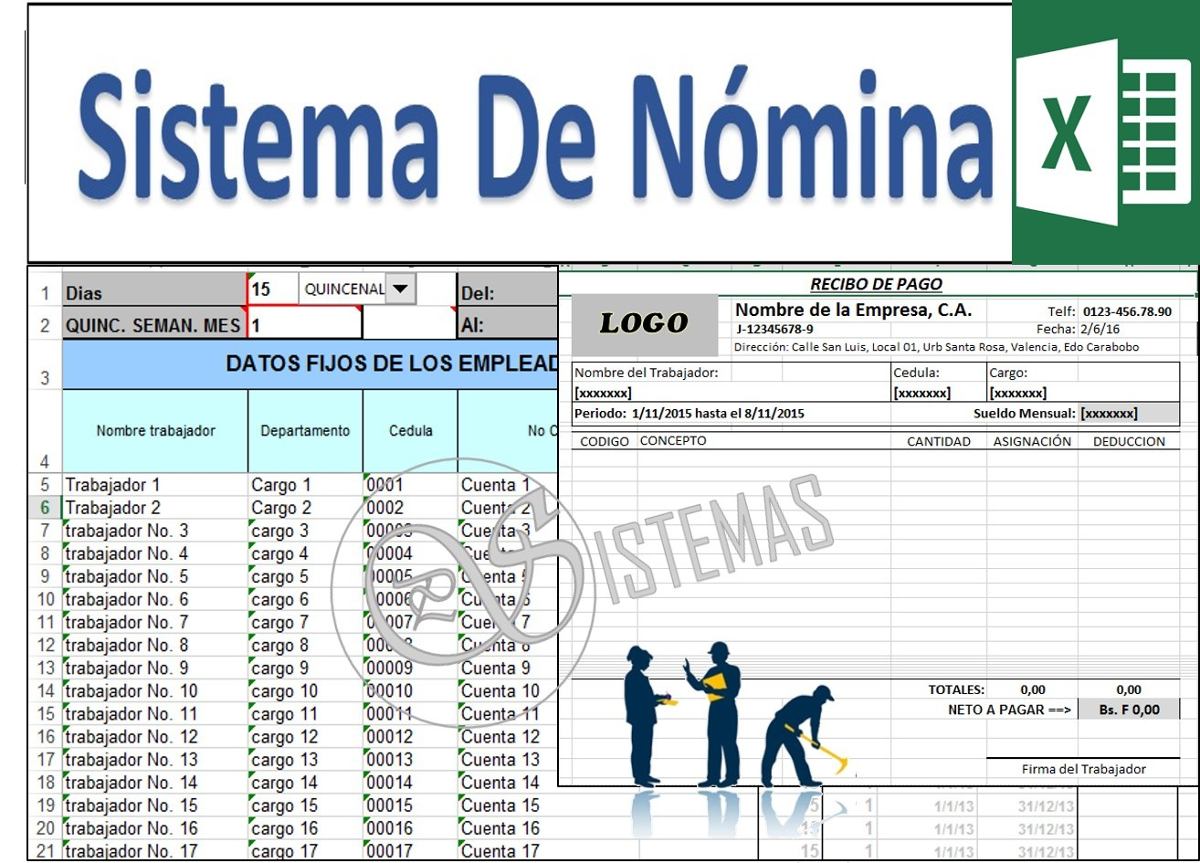 Nomina En Excel, Recibo De Pago Semanal, Quincenal