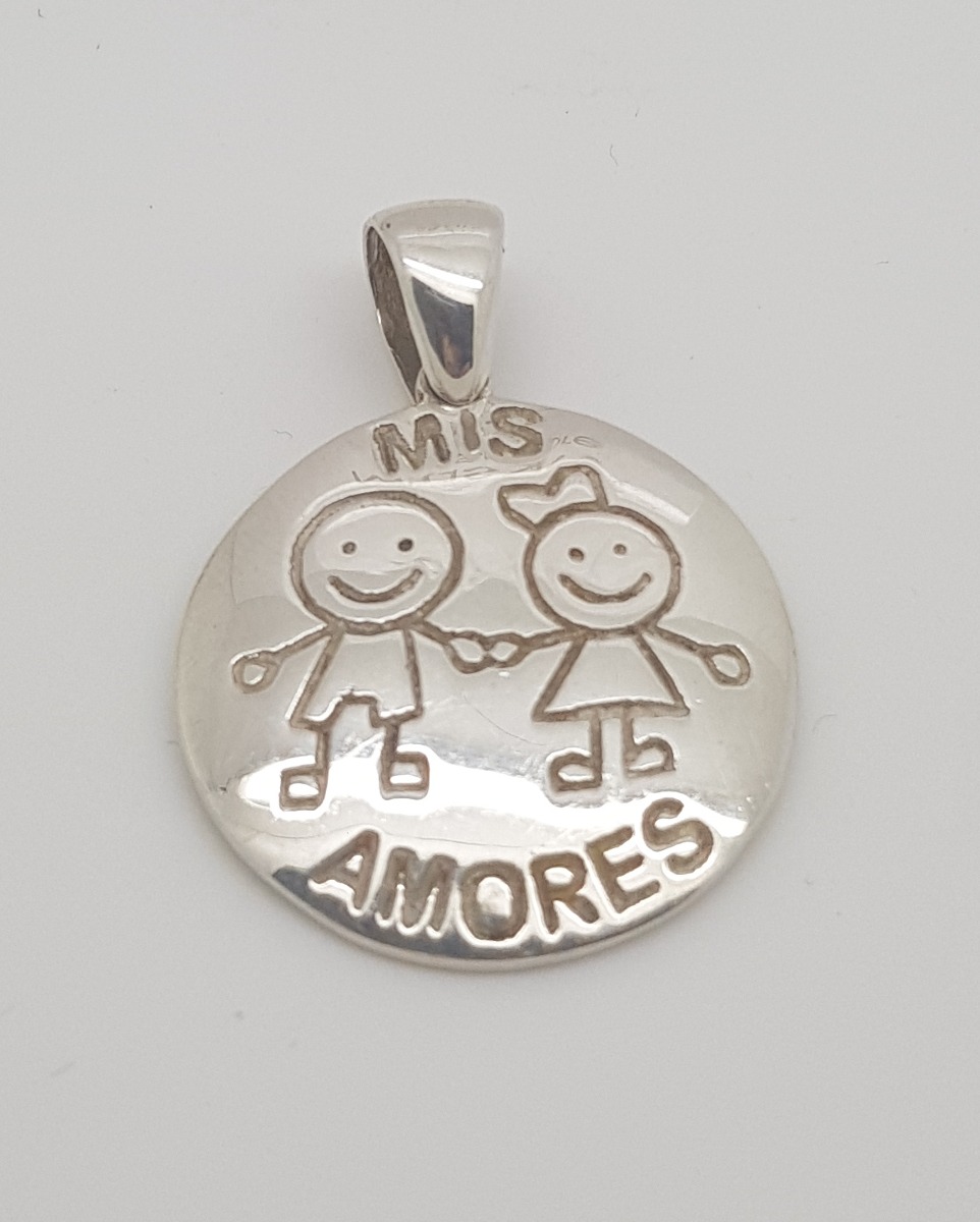 Nueva Medalla Plata 925 Mis Amores Dia De La Madre Hijos