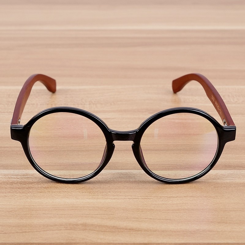 Armação De Oculos De Madeira Óculos Redondo Vintage Masculino Feminino Armação Madeira - R$ 75,99 em