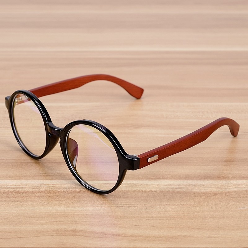 Armação De Oculos De Madeira Óculos Redondo Vintage Masculino Feminino Armação Madeira - R$ 75,99 em