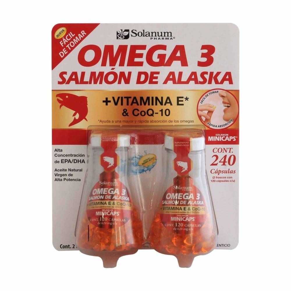 Omega 3 Salmón De Alaska + Vitamina E Solanum 240 Capsulas ...
