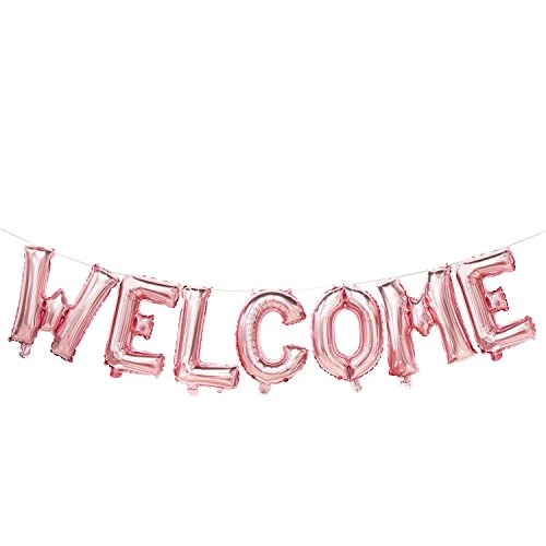oro rosa bienvenida globos letras bienvenido banner para f letras de bienvenida