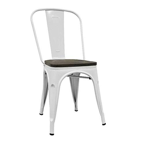 Pack 4 Sillas Comedor Tolix Blancas Madera Oscura C Detalles ... Pack 4 Sillas Comedor Tolix Blancas Madera Oscura C Detalles ...