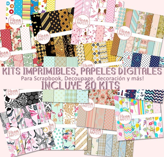 pack papeles digitales scrapbook decoupage kits variados 128 00